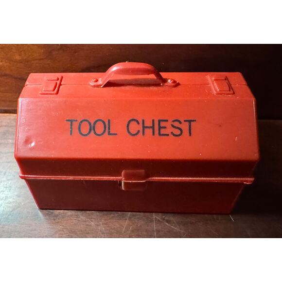Vintage Small Red Plastic Tool Chest 6 Different Interchangeable Drivers Toolbox - Picture 1 of 5